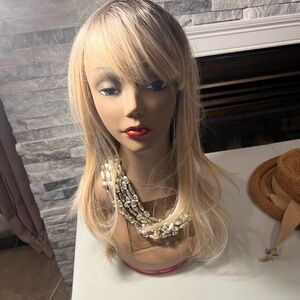 Long Layered Wavy Wig – Blonde with Dark Roots | Synthetic New
